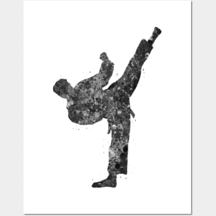 Taekwondo black and white Posters and Art